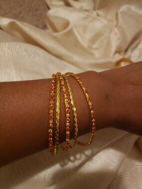 Authentic Stone Gold-Toned Bangles